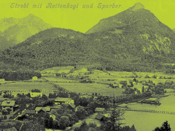 Altes Bild von Strobl mit Bergen