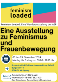 Flyer von "Eine Ausstellung zu Feminismus und Frauenbewegung"