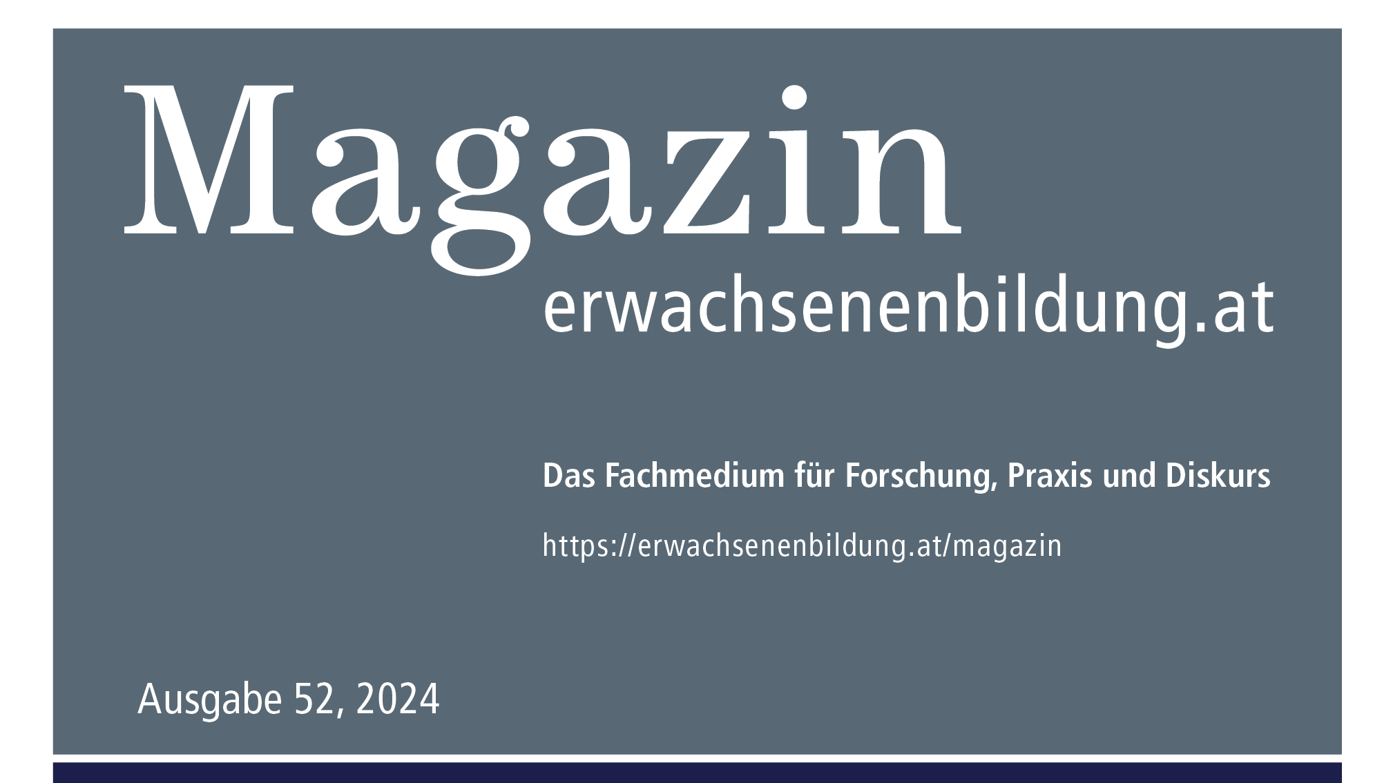 Cover der 52. Ausgabe für Erwachsenenbildung